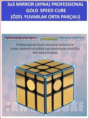ZETCONCEPT 3X3 GOLDEN MIRROR YUVARLAK PARÇALI AYNA KÜP -Zeka Küpü - Profesyonel Speed Cube - Sabır Küpü - 5