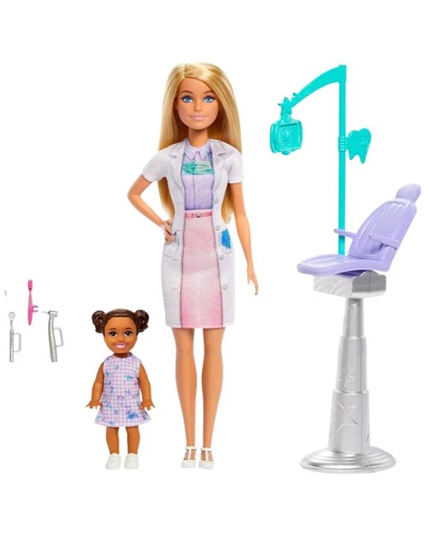 Barbie Bakım Temalı Kariyer Oyun Seti Diş Hekimi Bebeği JCR74 - 2