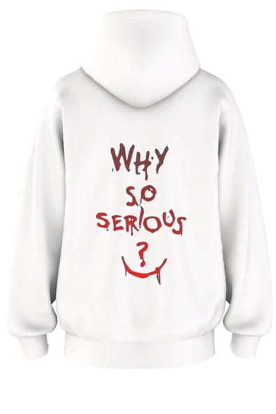 Oversize 'Why So Serıous' Baskılı Kapşonlu Hoodie Sweatshirt