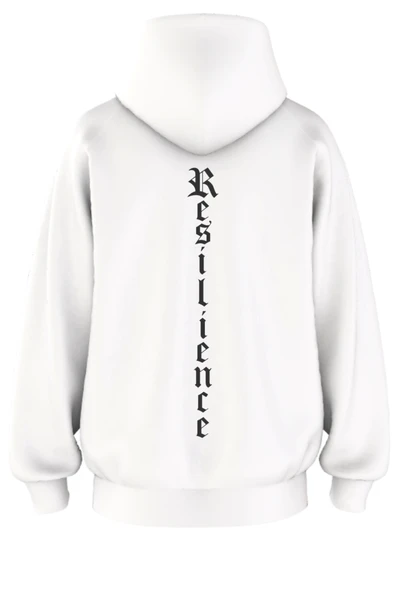 Oversize 'Resilience' Baskılı Kapşonlu Hoodie Sweatshirt