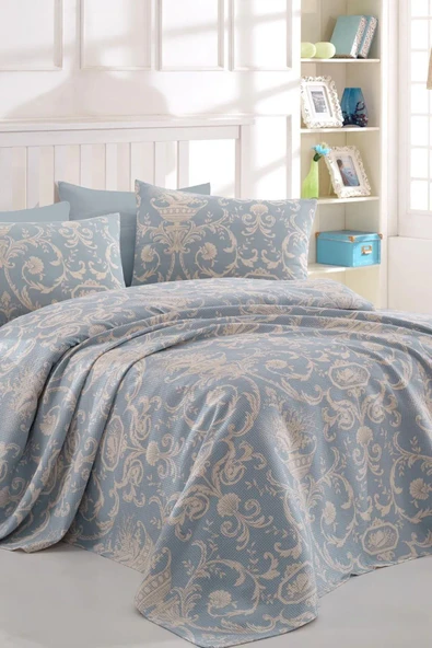 Molinella Home Comfort Pike Seti Baskılı Çift Kişilik Tuval Mavi