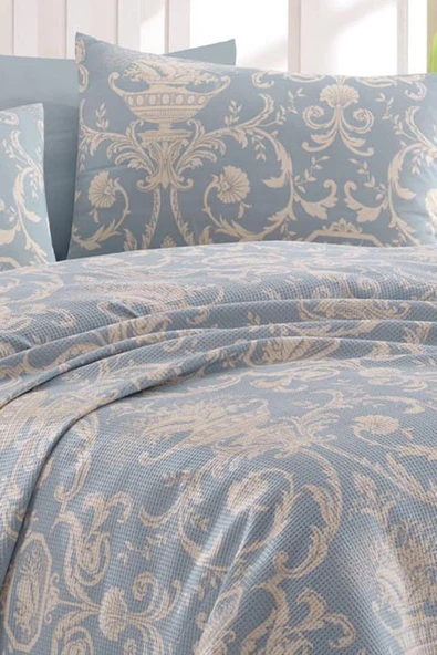 Molinella Home Comfort Pike Seti Baskılı Çift Kişilik Tuval Mavi - 2