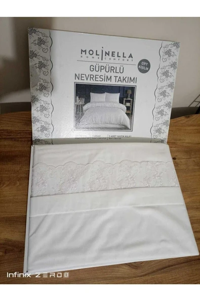 Molinella  Home Comfort Güpürlü Çift Kişilik Nevresim Takımı Beyaz - 2