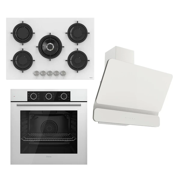 Ferre Flowart Basic Serisi Beyaz Ankastre Set (rs036+ Xe62cb + D081 )
