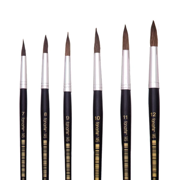 Fanart Academy Seri 145 Midilli Kılı Fırça Seti Yuvarlak Uç No:7-8-9-10-11-12 36 lı (7145.S3) - Resim 2