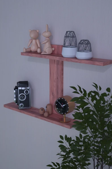 Dekoratif Z Raf Kitaplık Duvar Rafı İkili Raf - 10