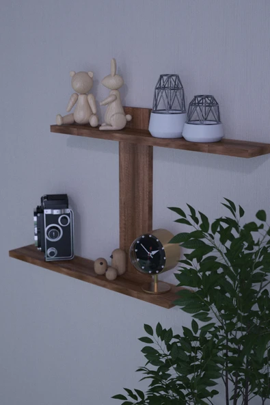 Dekoratif Z Raf Kitaplık Duvar Rafı İkili Raf - 6