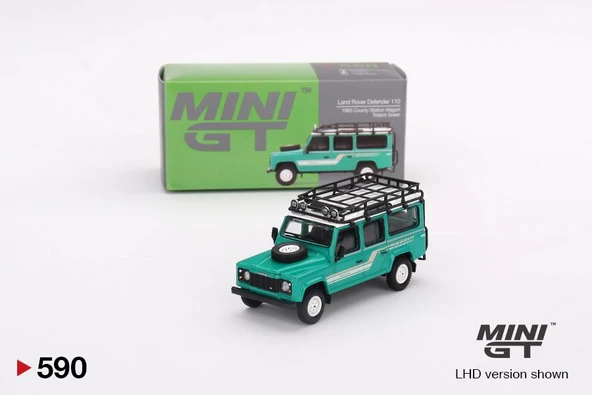 Mini GT Land Rover Defender 110 1985 County Station Wagon Trident Green 590 ürün görseli