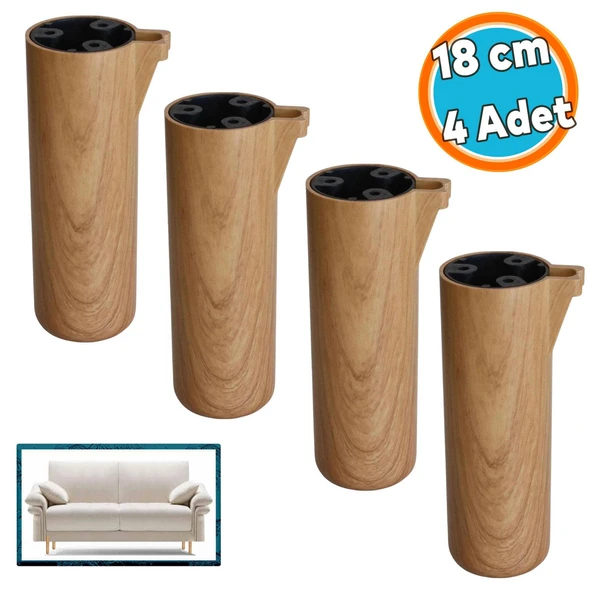 Mobilya Ayak Yükseltici Kanepe TV Ünitesi Koltuk Ayağı Baza Ayakları Açık Kübik Ceviz 18 cm 4 Adet ürün görseli
