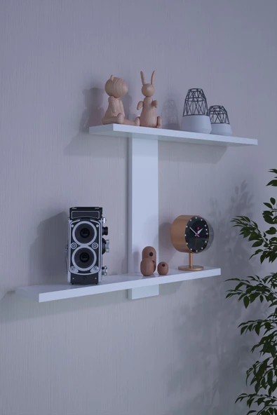 Dekoratif Z Raf Kitaplık Duvar Rafı İkili Raf - 3