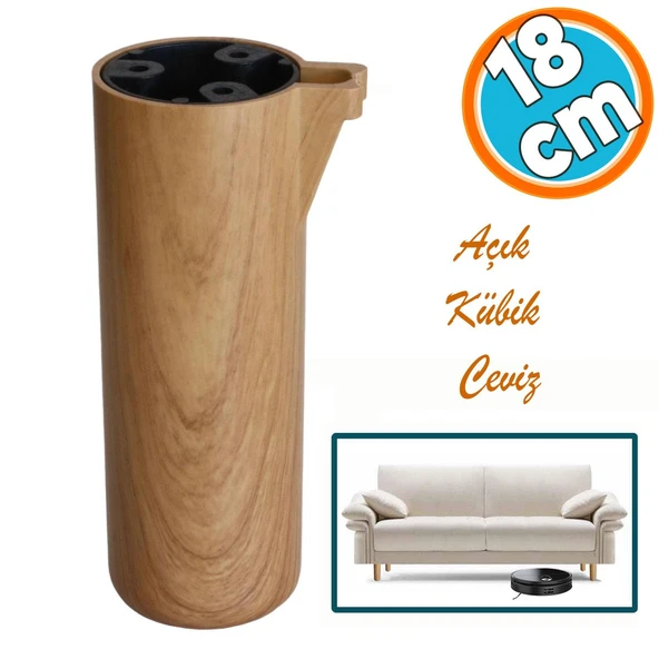 Mobilya Ayak Yükseltici Kanepe TV Ünitesi Koltuk Ayağı Baza Ayakları Açık Kübik Ceviz 18 cm 4 Adet - Resim 2