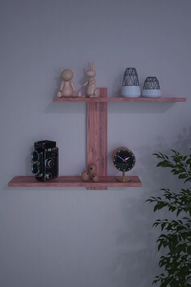 Dekoratif Z Raf Kitaplık Duvar Rafı İkili Raf - 9