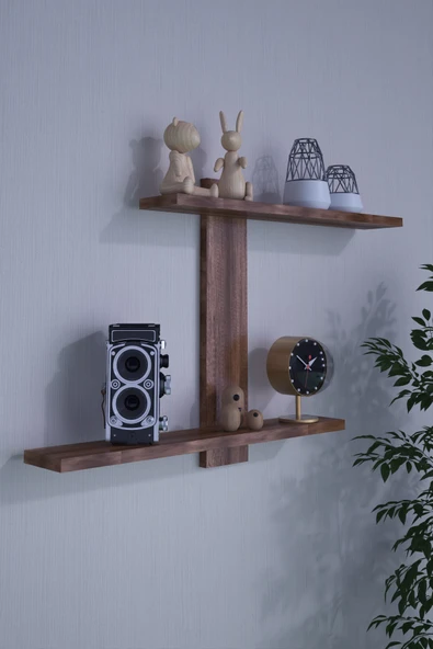 Dekoratif Z Raf Kitaplık Duvar Rafı İkili Raf - 7