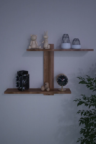 Dekoratif Z Raf Kitaplık Duvar Rafı İkili Raf - 5