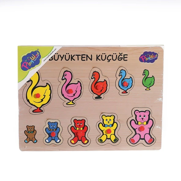 131-132 ONY Ahşap Tutmalı Puzzle Büyükten Küçüğe -Onyıl - 2