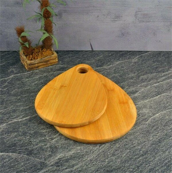 Doğal Ahşap Büyük 2'li Kesme Tahtası Doğrama Tahtası Damla Doğal 2 Adet