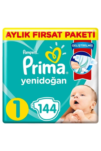 Prima Bebek Bezi Aktif Bebek 1 Beden 144 Adet Standard Paket
