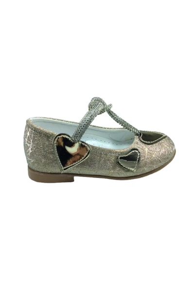 OrtopedikAL 1010 Ort Emt Bebe Dore Altın Parlak Babet Taşlı Kız Çocuk Abiye Ayakkabı Düğün - 2