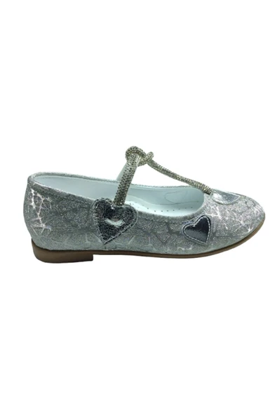 OrtopedikAL 1010 Ort Emt Patik Gümüş Parlak Babet Taşlı Kız Çocuk Abiye Ayakkabı Düğün - 2