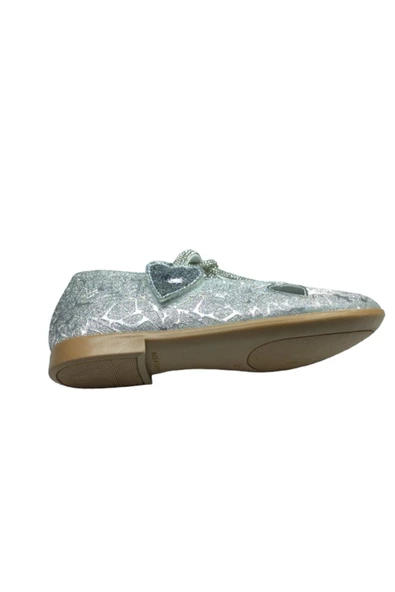 OrtopedikAL 1010 Ort Emt Patik Gümüş Parlak Babet Taşlı Kız Çocuk Abiye Ayakkabı Düğün - 5