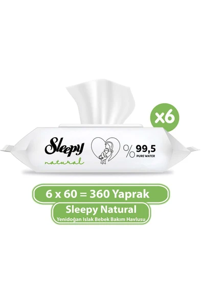 Sleepy Natural Yenidoğan Islak Bebek Bakım Havlusu 6x60 (360 Yaprak)