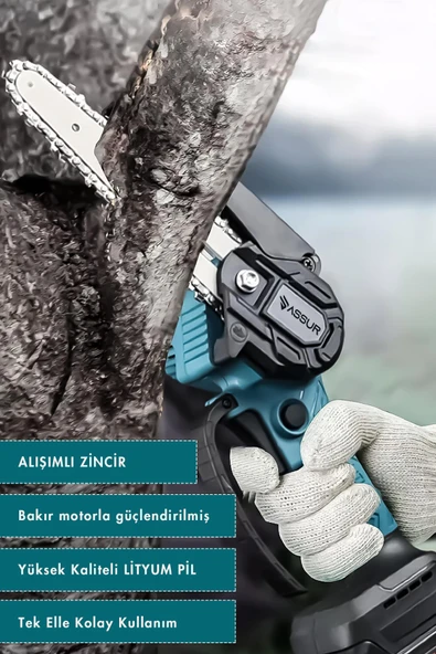 Assur 18V Çift Akülü Ağaç Odun Dal Budama Testere - 3