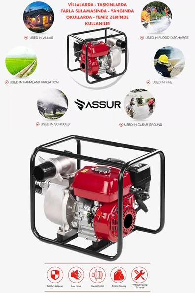Assur Profesyonel 3 İnç Benzinli Su Pompası Motoru - 2