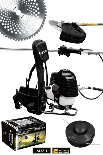 Assur 58 Cc 11000 Rpm Sırt Tipi Benzinli Motorlu Ot Çalı Çim Biçme Tırpanı