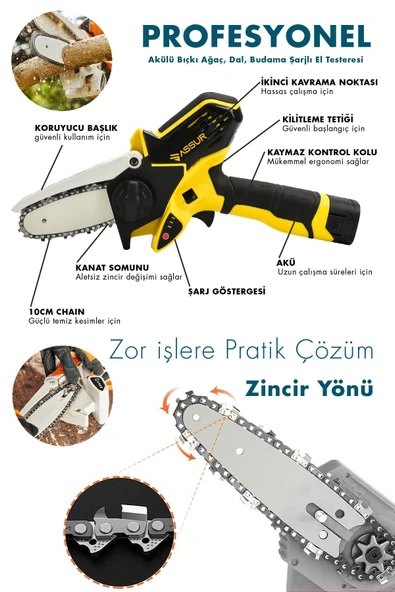 Assur 18V Çift Akülü Bıçkı Testere Dal Budama Makinesi Çantalı - 2