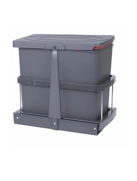 ÇÖP KOVASI 24LT ANTRASİT TELESKOPİK RAYLI - 3