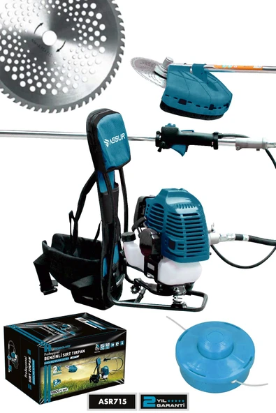 Assur 58 Cc 11000 Rpm Sırt Tipi Benzinli Motorlu Ot Çalı Çim Biçme Tırpanı