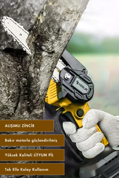 Assur 18V Çift Akülü Ağaç Odun Dal Budama Testere - 3