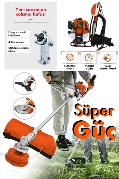 Assur Sırt Tipi Benzinli Motorlu Ot Çalı Çim Biçme Tırpanı - 3