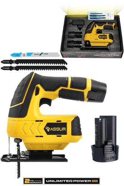 Assur Profesyonel 12 V Çift Akülü Şarjlı Dekupaj Testere Makinesi - 1