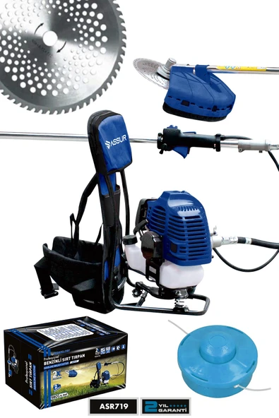 Assur 58 Cc 11000 Rpm Sırt Tipi Benzinli Motorlu Ot Çalı Çim Biçme Tırpanı