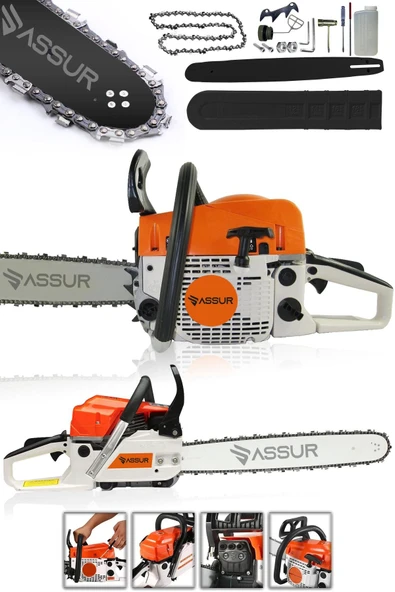 Assur 52 Cc Benzinli Ağaç Odun Dal Kesme 45 Cm Testere