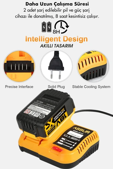 Assur 18V Çift Akülü Çelik Şanzıman Dal Budama Makası & Testeresi 2 Li Set - 2