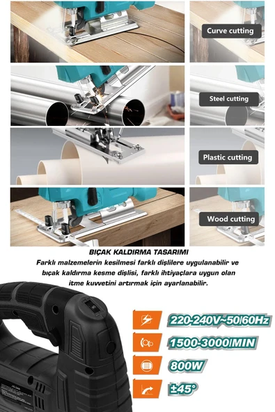 Assur 800 W Devir Ayarlı Dekupaj Testere Makinası - 2