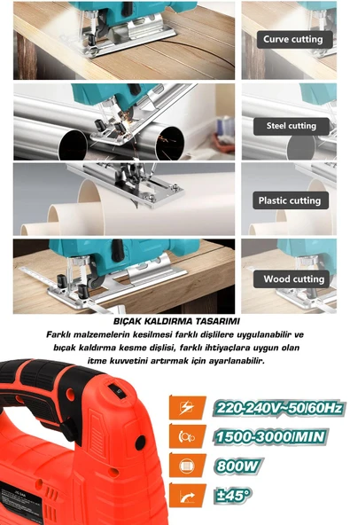 Assur 800 W Devir Ayarlı Dekupaj Testere Makinası - 2