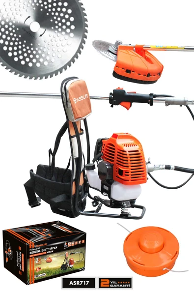 Assur 58 Cc 11000 Rpm Sırt Tipi Benzinli Motorlu Ot Çalı Çim Biçme Tırpanı