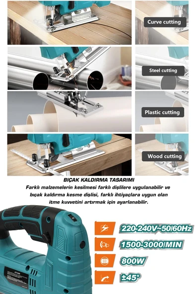 Assur 800 W Devir Ayarlı Dekupaj Testere Makinası - 3