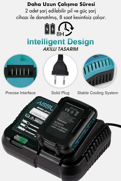 Assur Profesyonel 18V Çift Akülü Budama Makası Budama Testeresi Vidalama Matkap 3'lü Set - 2