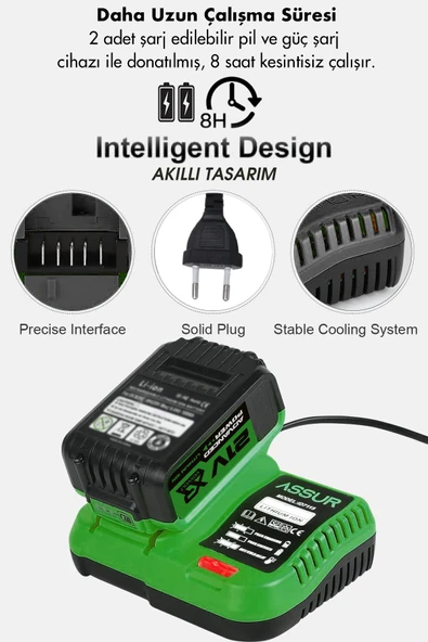 Assur Profesyonel 21V 3.0Ah 10 Pilli Metal Şanzıman Dekupaj Testere - 2