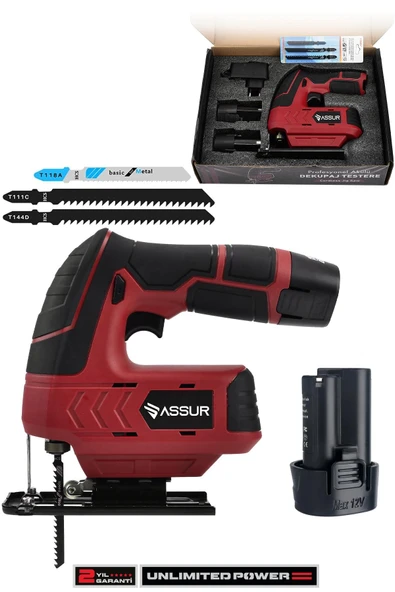 Assur Profesyonel 12 V Çift Akülü Şarjlı Dekupaj Testere Makinesi