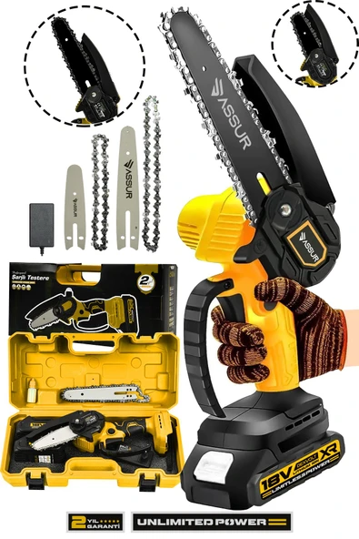 Assur Profesonel Metal Dişli 18V 1.5AH Şarjlı Dal Budama Testeresi ürün görseli