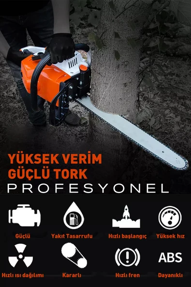 Assur 52 Cc Benzinli Ağaç Odun Dal Kesme 45 Cm Testere - 3