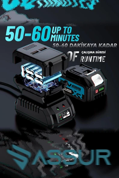 Assur 21V Kömürsüz Motor Darbeli Çift Akülü Şarjlı Kırıcı Delici Hilti 2-26mm - 4