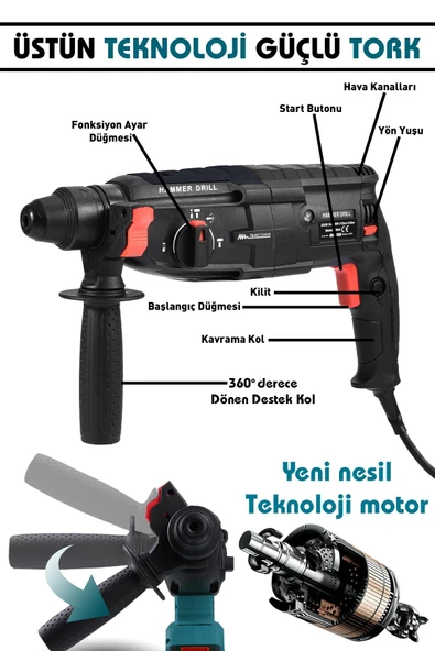 Assur Profesyonel Metal Şanzıman Kırıcı Delici Hilti Darbeli Matkap 2-28mm - 2