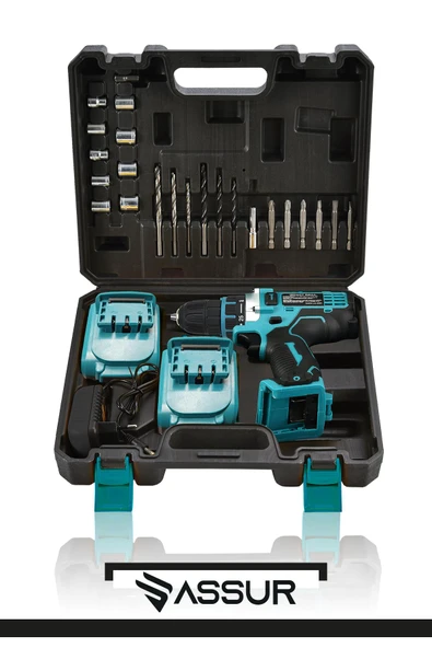 Assur 12V Çift Akülü Vidalama Metal Şanzıman Şarjlı Matkap - 3