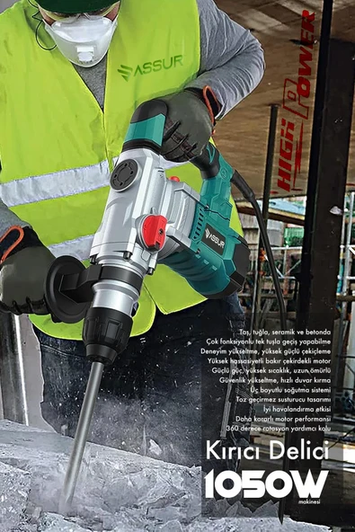 Assur 1050W Profesyonel 28mm Kırıcı Delici Hilti Darbeli Matkap - 2